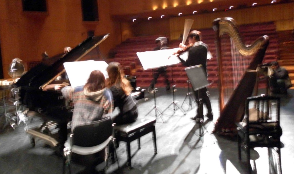 Living sounds at the Taipei National University of the Arts, Performing Arts Center Dance Theatre with Ssu Wei Lee (percussion), Szu-Han Wang (piano) and Tzi-Zhen Huang (violin)