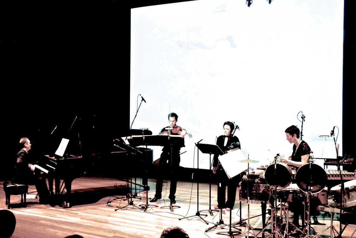 Michael Kieran Harvey, James Cuddeford, Lotte Latukefu & Claire Edwardes in action at Campbelltown Arts Centre
