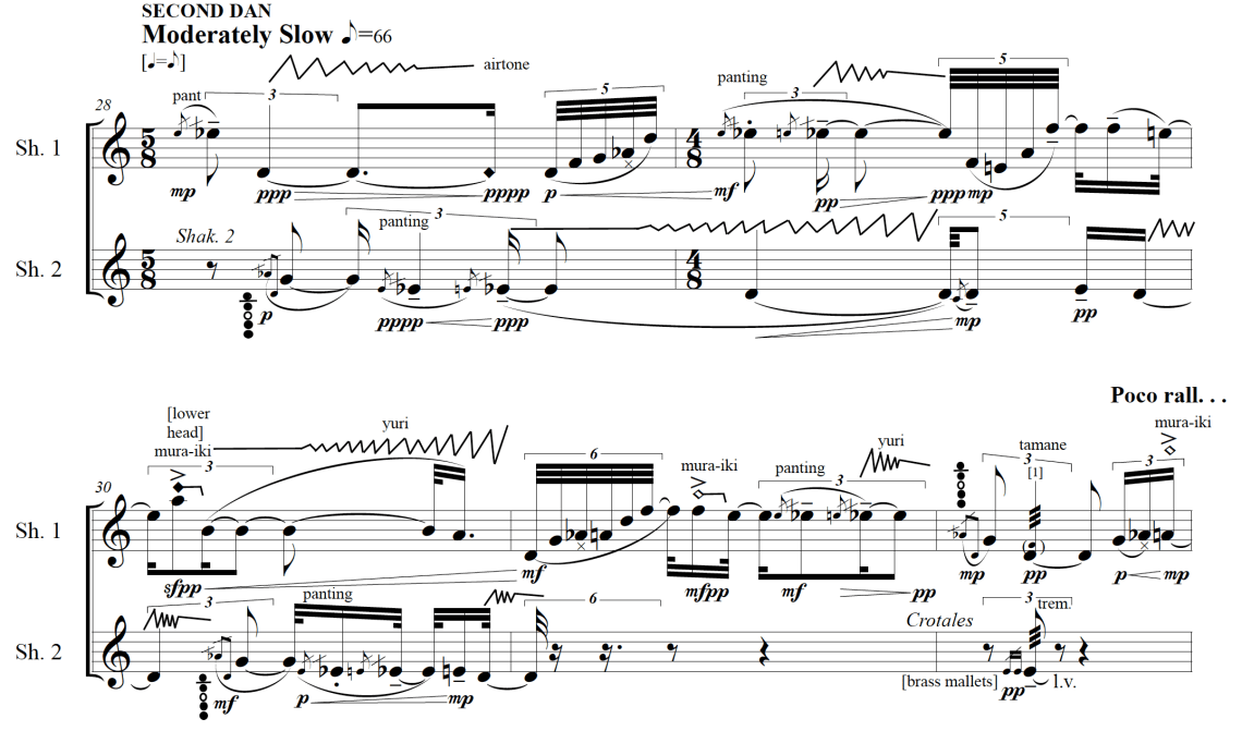 Emergence from Autumn Darkness, (bars 28-32)—Emerging Breath and Ritual Sound